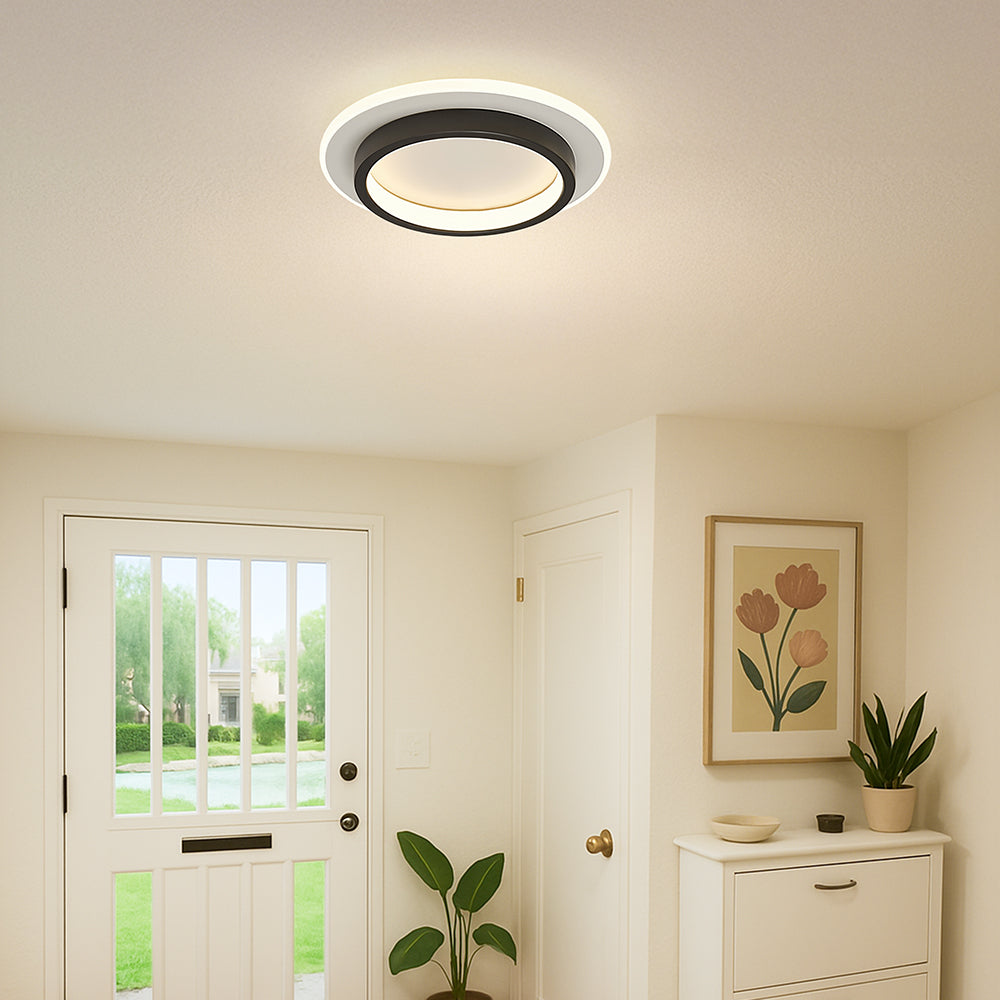 Modern Round Flush Mount Ceiling Light | LED Fixture for Hallway | 21/24CM Metal & Acrylic | Energy Efficient | Brick by Brick London 5