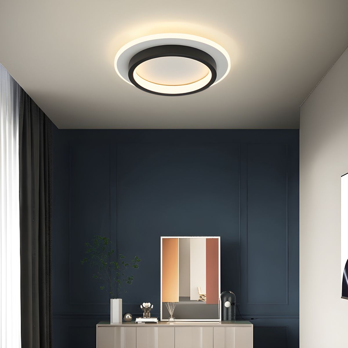 Modern Round Flush Mount Ceiling Light | LED Fixture for Hallway | 21/24CM Metal & Acrylic | Energy Efficient | Brick by Brick London 8