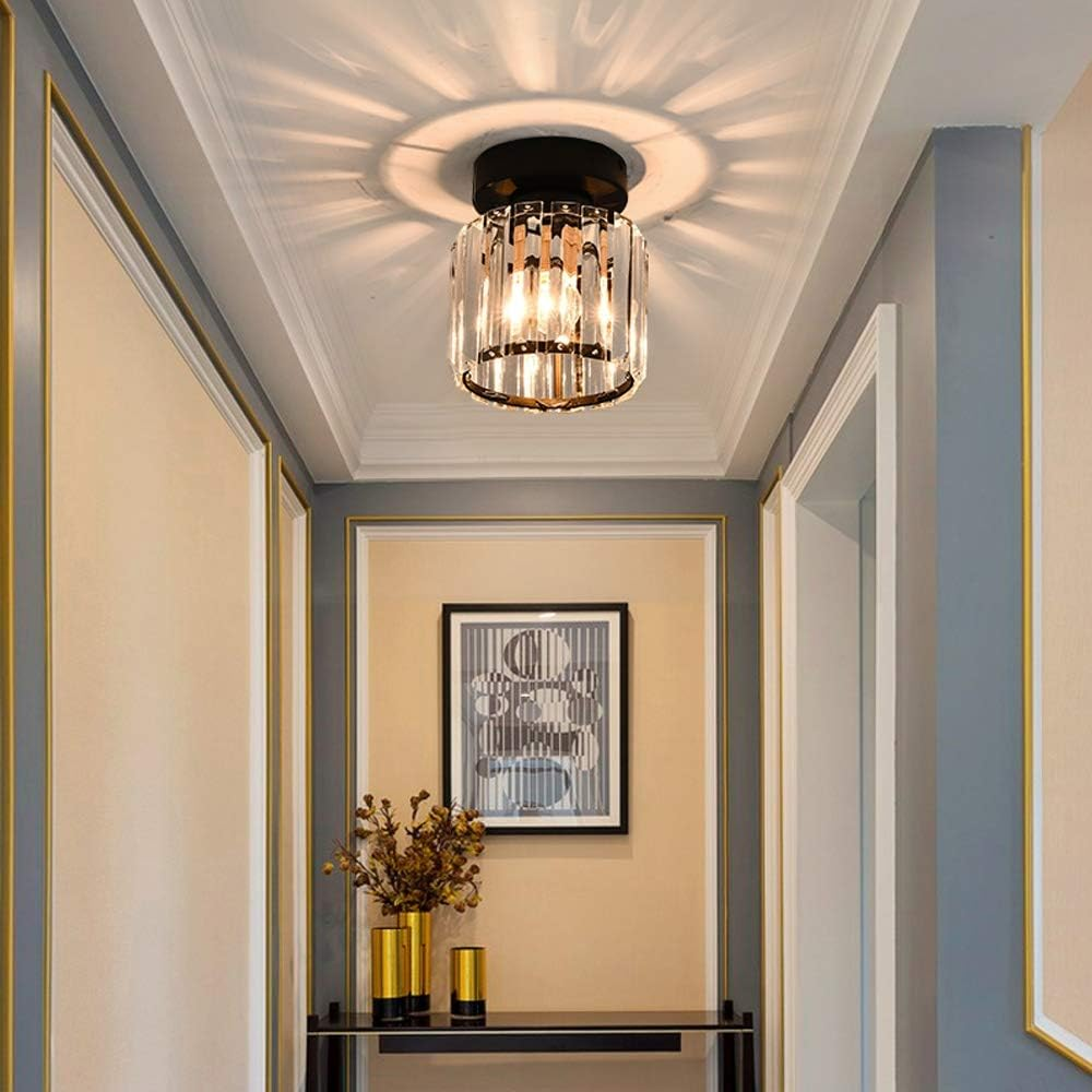 Modern Simplicity Ceiling Light | Clear Striped Glass Shade | Semi Flush Design | Brass & Crystal | Brick by Brick London 15