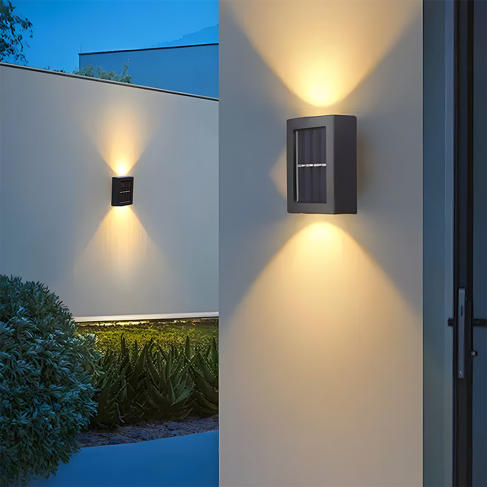 Modern Solar Outdoor Wall Sconce | Black Up Down Lights | IP55 Weatherproof | 11cm Plastic | Brick by Brick London 0