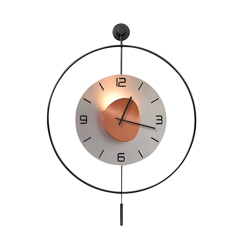 Modern Wall Clock – Black Aluminum Alloy – Diameter: 14 inches – Battery Operated with LED Ambient Light 8