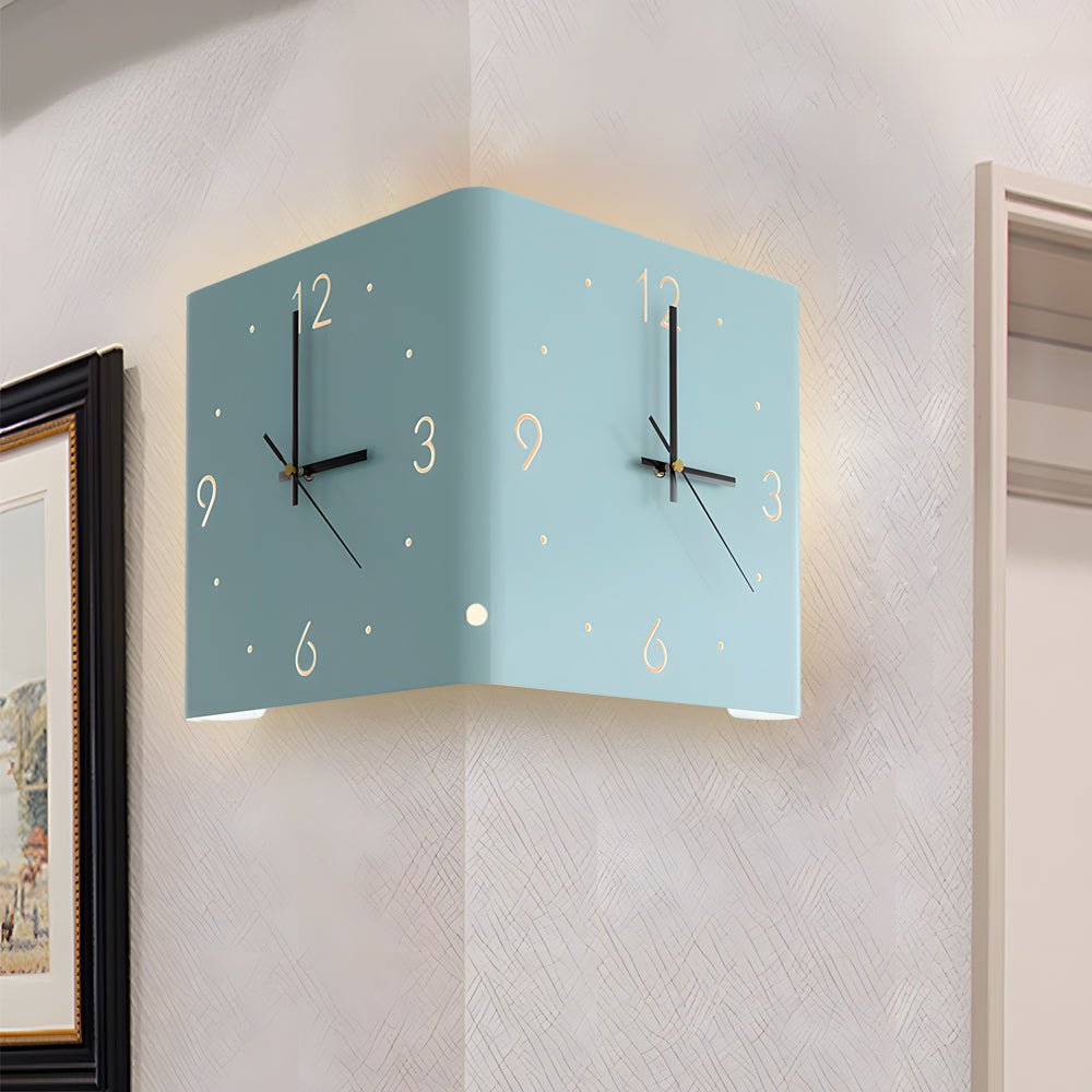 Modern Wall Clock – Metal Frame – Size: 10.6 x 10.6 inches – Silent Backlit LED for Corner Decor 10