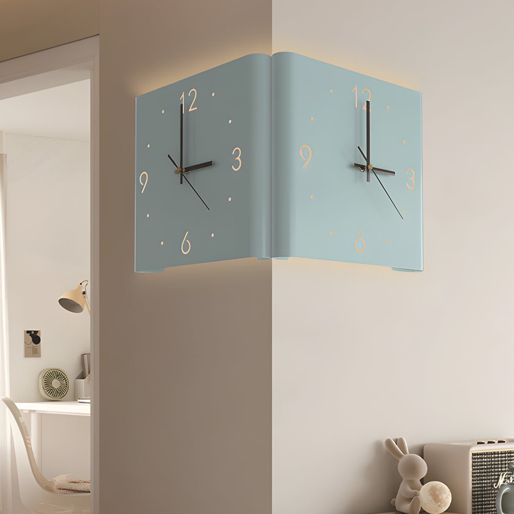 Modern Wall Clock – Metal Frame – Size: 10.6 x 10.6 inches – Silent Backlit LED for Corner Decor 2