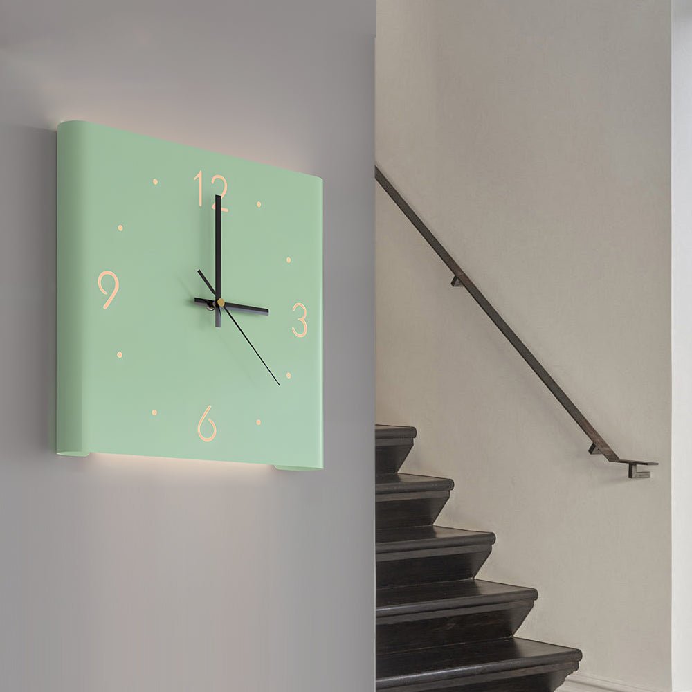 Modern Wall Clock – Metal Frame – Size: 10.6 x 10.6 inches – Silent Backlit LED for Corner Decor 3