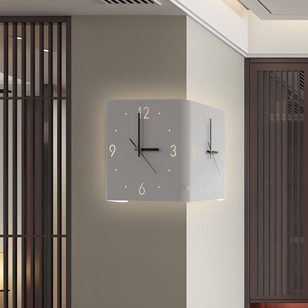 Modern Wall Clock – Metal Frame – Size: 10.6 x 10.6 inches – Silent Backlit LED for Corner Decor 4