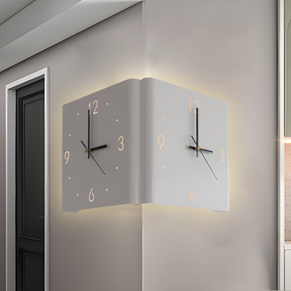 Modern Wall Clock – Metal Frame – Size: 10.6 x 10.6 inches – Silent Backlit LED for Corner Decor 5