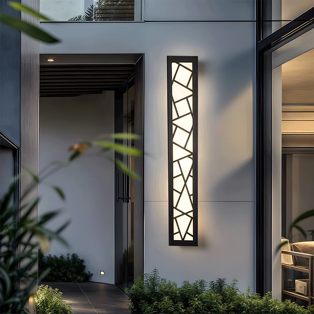 Outdoor Wall Lamp – Black Iron and Acrylic – Height: 15.7 to 59.1 inches – Waterproof LED for Gardens and Patios 0