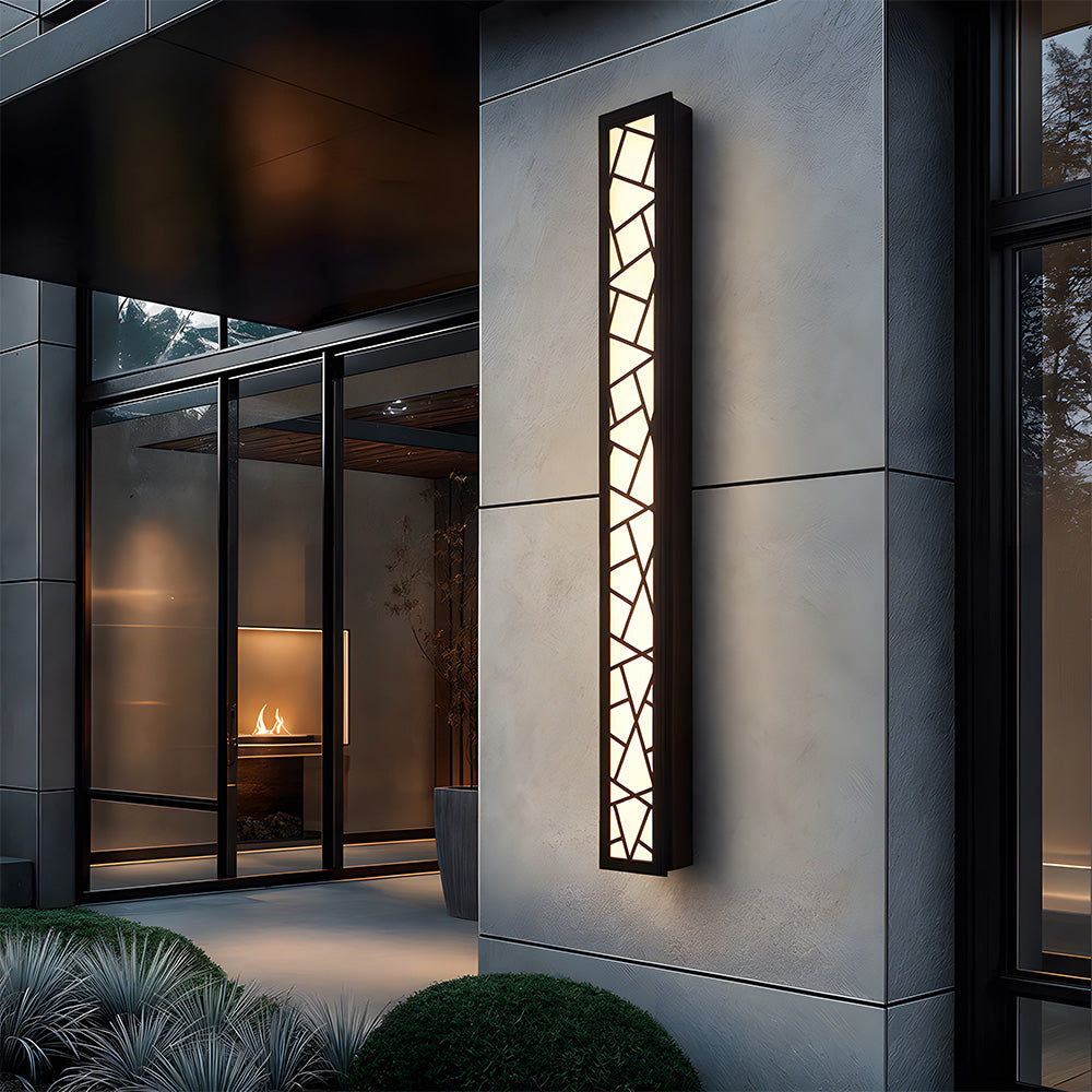 Outdoor Wall Lamp – Black Iron and Acrylic – Height: 15.7 to 59.1 inches – Waterproof LED for Gardens and Patios 6