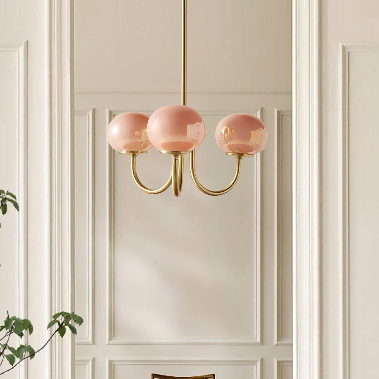 Pendant Light – Pink Glass Shades – Diameter: 19.7 inches – Elegant Kitchen Pendant Lighting 0