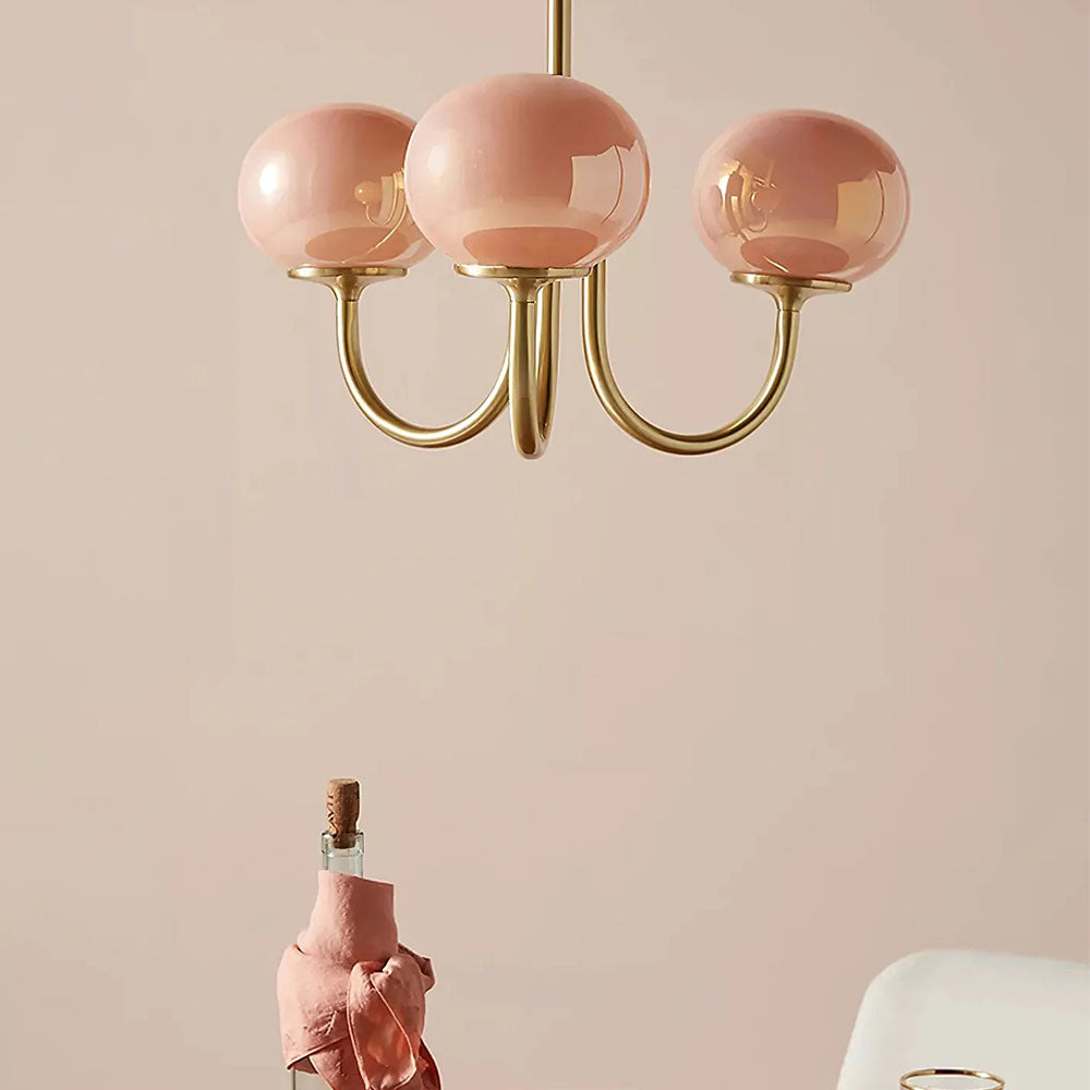 Pendant Light – Pink Glass Shades – Diameter: 19.7 inches – Elegant Kitchen Pendant Lighting 1
