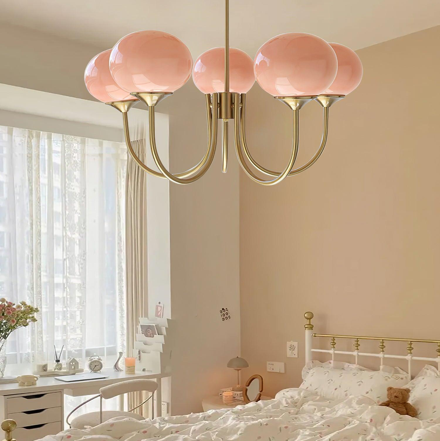 Pendant Light – Pink Glass Shades – Diameter: 19.7 inches – Elegant Kitchen Pendant Lighting 4