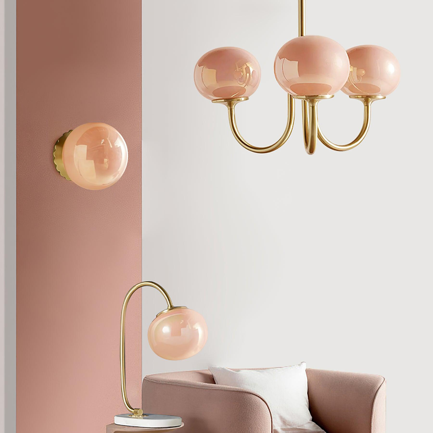 Pendant Light – Pink Glass Shades – Diameter: 19.7 inches – Elegant Kitchen Pendant Lighting 5