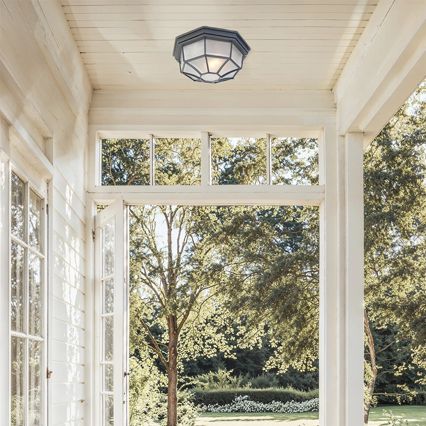 Rustic Outdoor Ceiling Light IP65 | Weather-Resistant Aluminium & Glass | Perfect for Patios | Brick by Brick London 0