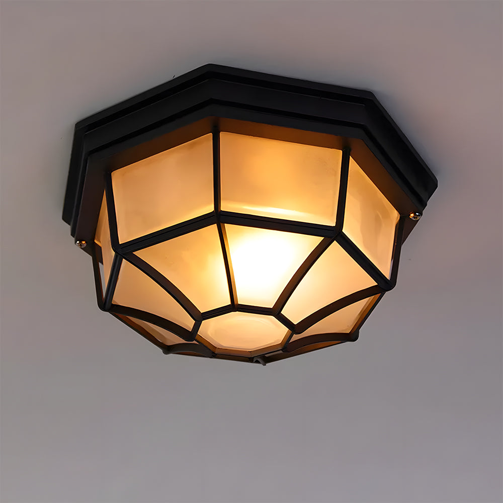 Rustic Outdoor Ceiling Light IP65 | Weather-Resistant Aluminium & Glass | Perfect for Patios | Brick by Brick London 3