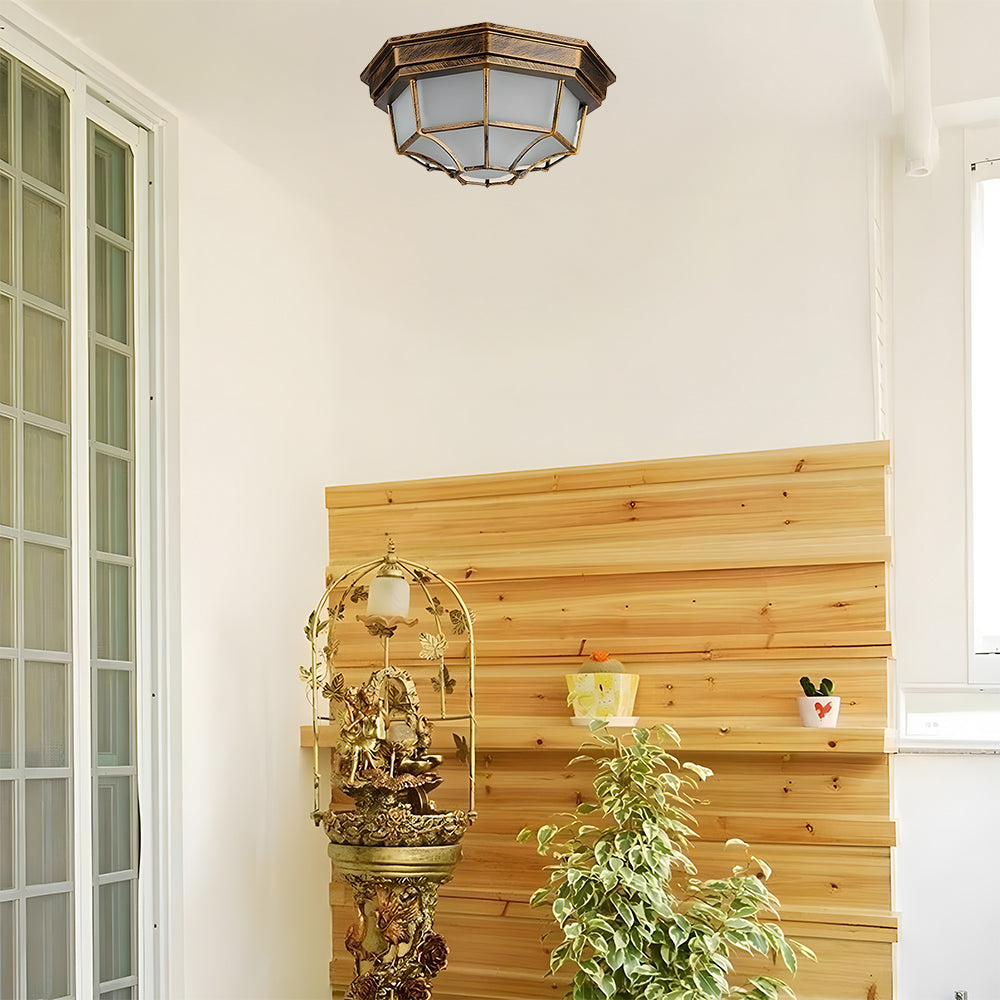 Rustic Outdoor Ceiling Light IP65 | Weather-Resistant Aluminium & Glass | Perfect for Patios | Brick by Brick London 6