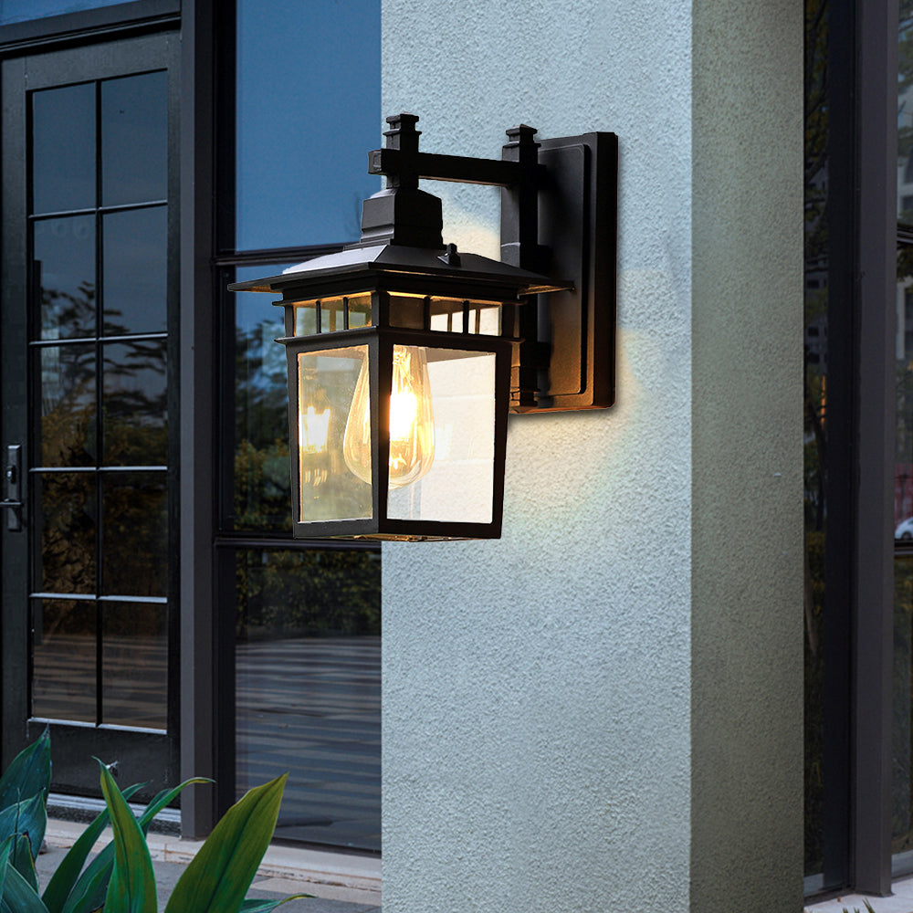 Rustic Vintage Outdoor Wall Light | Weather-Resistant Aluminum & Glass | Perfect for Patios & Gardens | Brick by Brick London 1