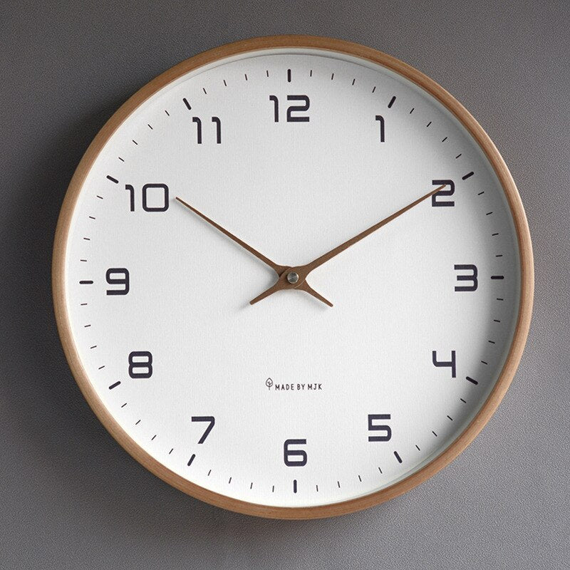 Scandinavian Wooden Wall Clock — Silent Quartz — 25/30 cm — Minimalist Design