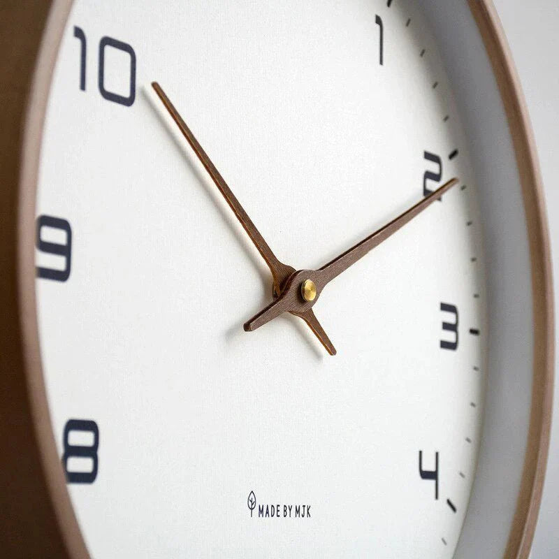 Scandinavian Wooden Wall Clock — Silent Quartz — 25/30 cm — Minimalist Design