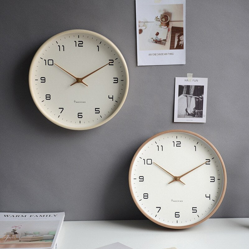Scandinavian Wooden Wall Clock — Silent Quartz — 25/30 cm — Minimalist Design