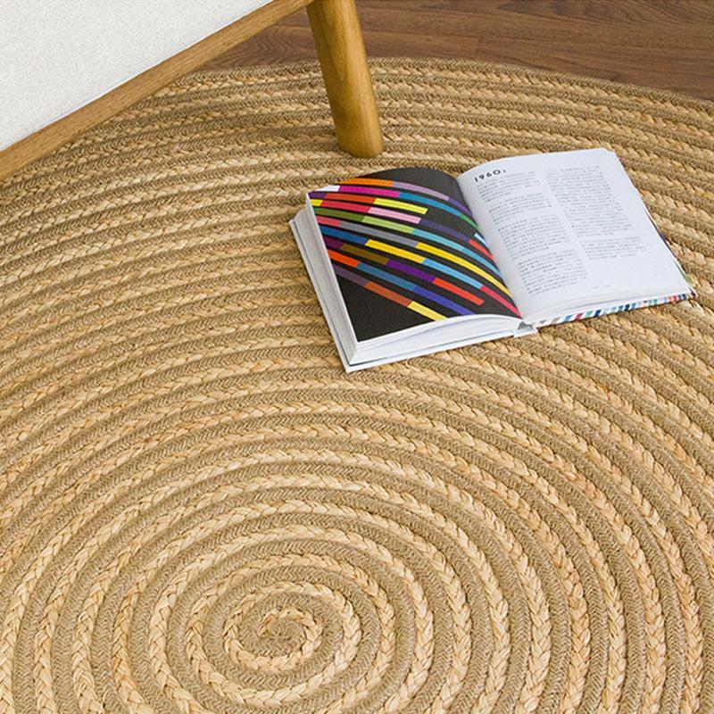 Small Hemp Rug — 100 cm & 120 cm Round — Cozy Natural Fiber Accent — Burlywood Style