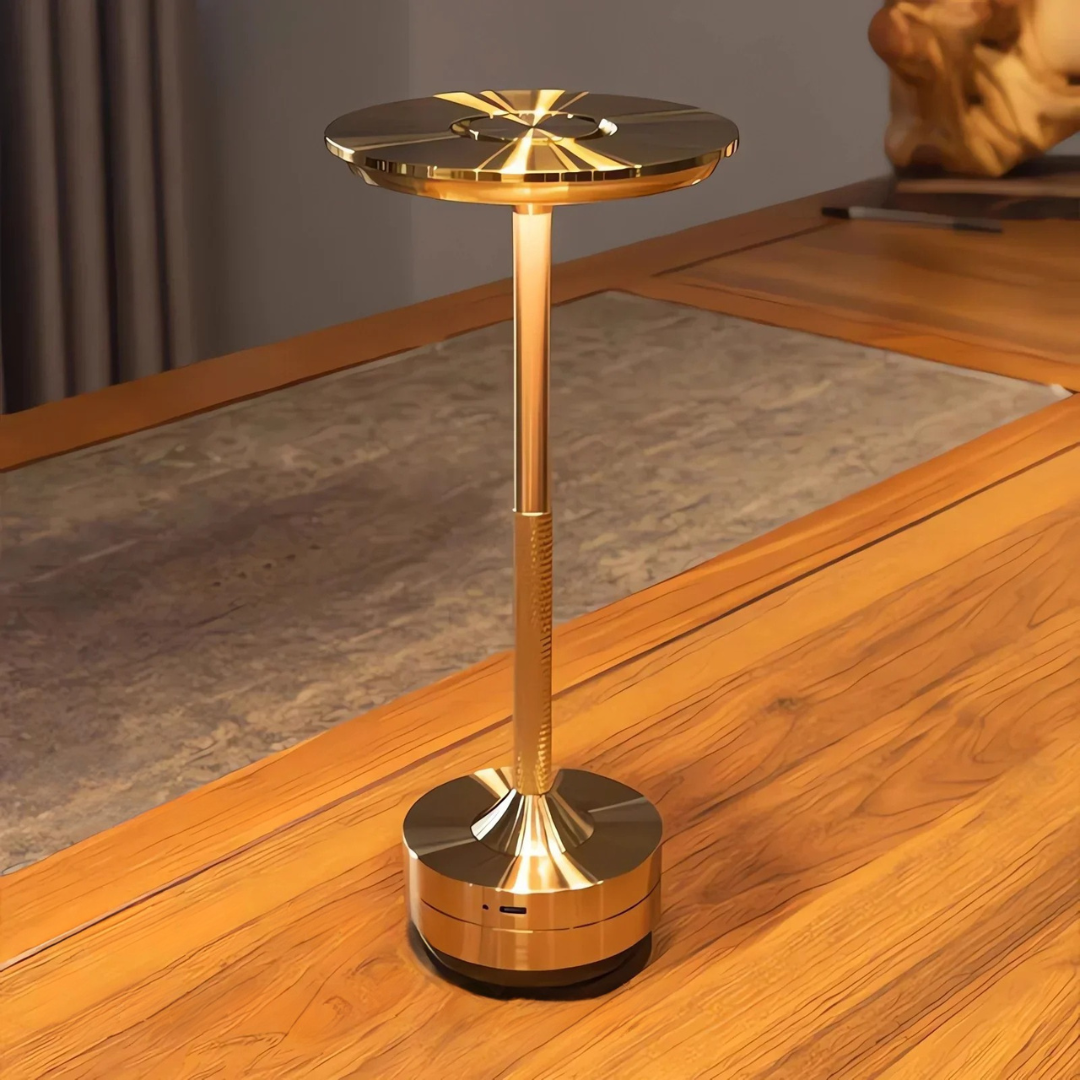Stylish LED Table Lamp | Rechargeable Cordless Design | Touch Control & Waterproof | Brass Finish | Brick by Brick London 5
