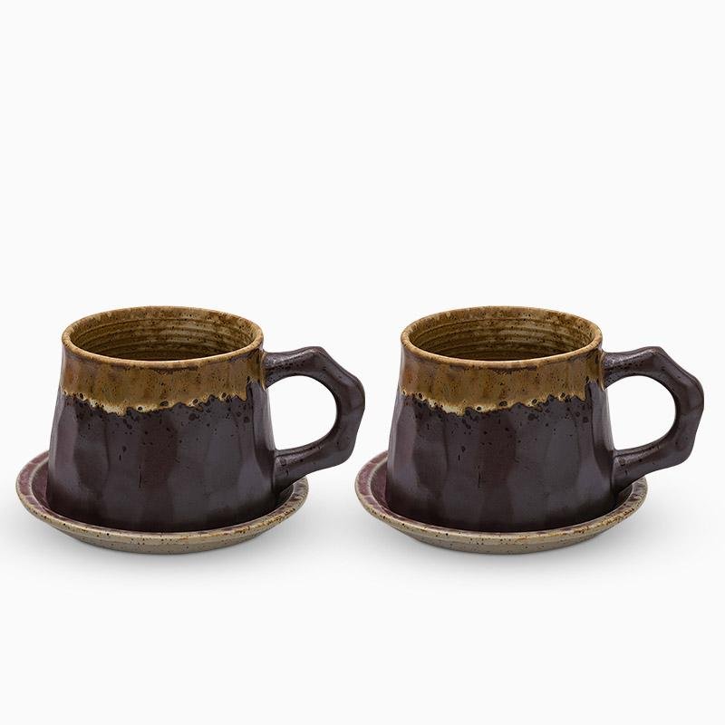 Teacup Set – Stoneware – Diameter: 4 inches – Unique Design with Spoon Included 10