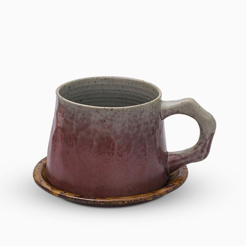 Teacup Set – Stoneware – Diameter: 4 inches – Unique Design with Spoon Included 12