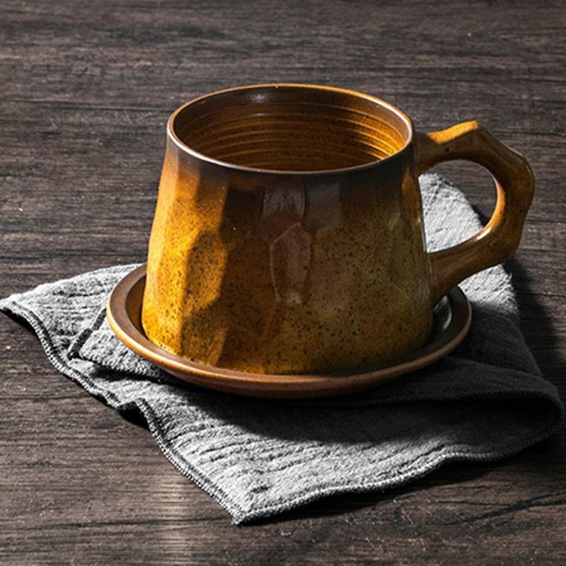 Teacup Set – Stoneware – Diameter: 4 inches – Unique Design with Spoon Included 2