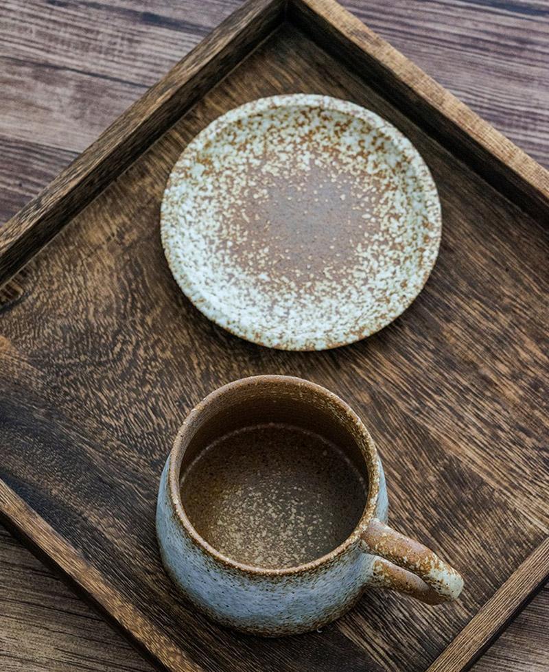 Teacup Set – Stoneware – Diameter: 4 inches – Unique Design with Spoon Included 6