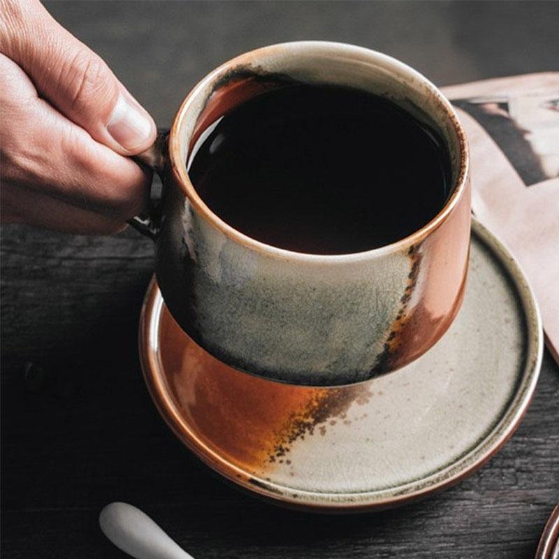 Teacup – Rustic Stoneware – Diameter: 3 inches – Unique Swivel Handle Design for Stylish Tea Enjoyment 1