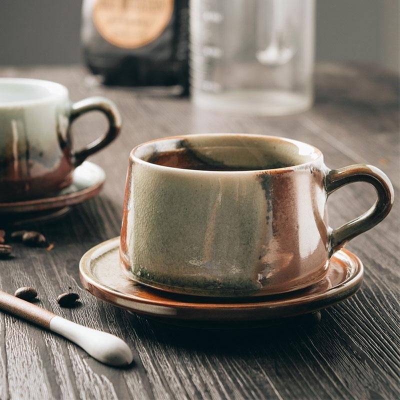 Teacup – Rustic Stoneware – Diameter: 3 inches – Unique Swivel Handle Design for Stylish Tea Enjoyment 4