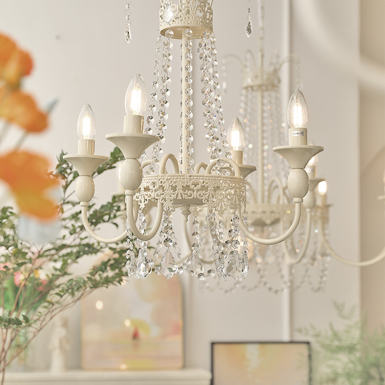 Vintage White Chandelier Light | Elegant Home Decor | Iron & Glass | 4-8 Lights | Brick by Brick London 3