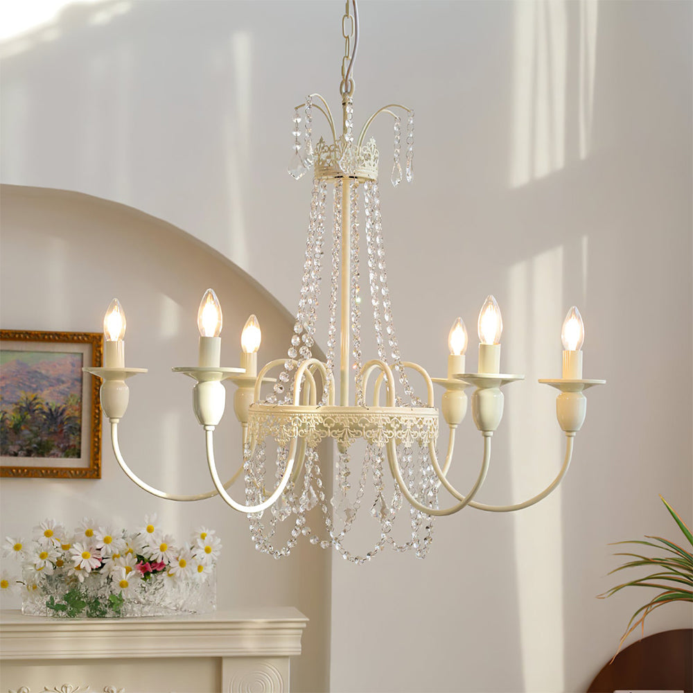 Vintage White Chandelier Light | Elegant Home Decor | Iron & Glass | 4-8 Lights | Brick by Brick London 9