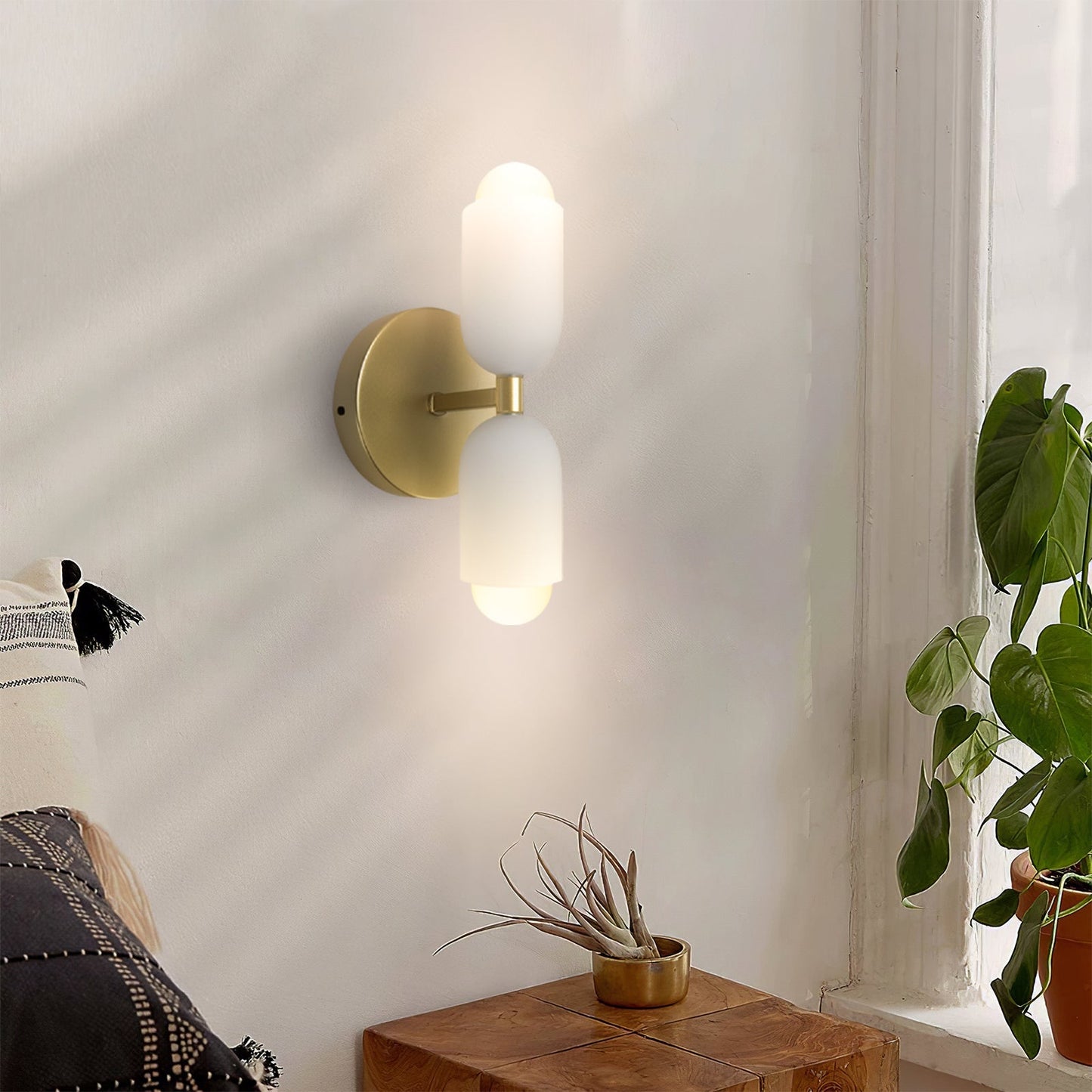 Wall Sconce – Creamy Metal and Acrylic – Height: 9.1 inches – Elegant Double Heads for Versatile Lighting 1