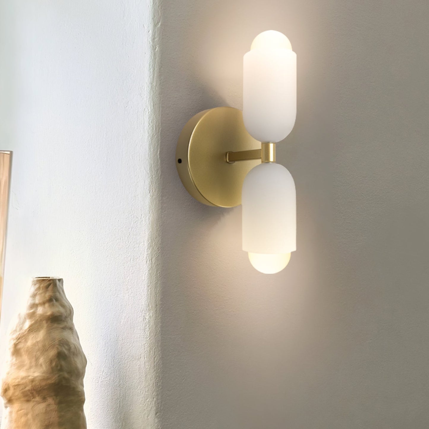 Wall Sconce – Creamy Metal and Acrylic – Height: 9.1 inches – Elegant Double Heads for Versatile Lighting 2
