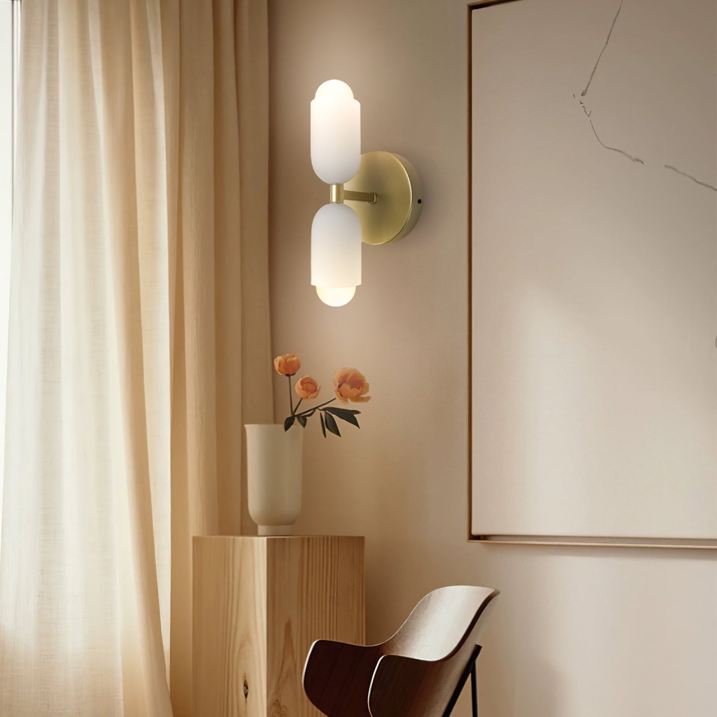 Wall Sconce – Creamy Metal and Acrylic – Height: 9.1 inches – Elegant Double Heads for Versatile Lighting 3