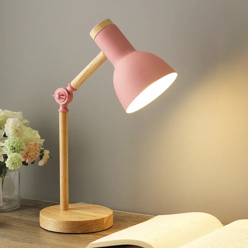 Wooden Adjustable Table Lamp | Nordic Bedside & Desk Light | Solid Wood & Aluminium | 45 cm | Brick by Brick London 1