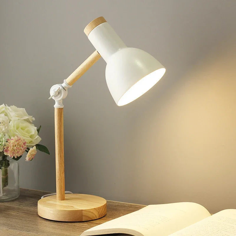 Wooden Adjustable Table Lamp | Nordic Bedside & Desk Light | Solid Wood & Aluminium | 45 cm | Brick by Brick London 2