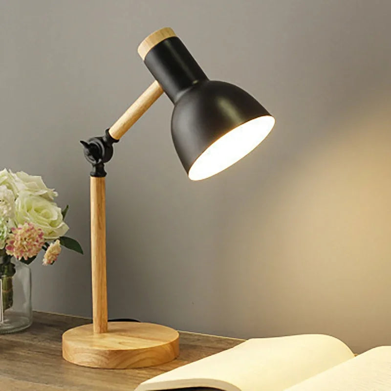 Wooden Adjustable Table Lamp | Nordic Bedside & Desk Light | Solid Wood & Aluminium | 45 cm | Brick by Brick London 4