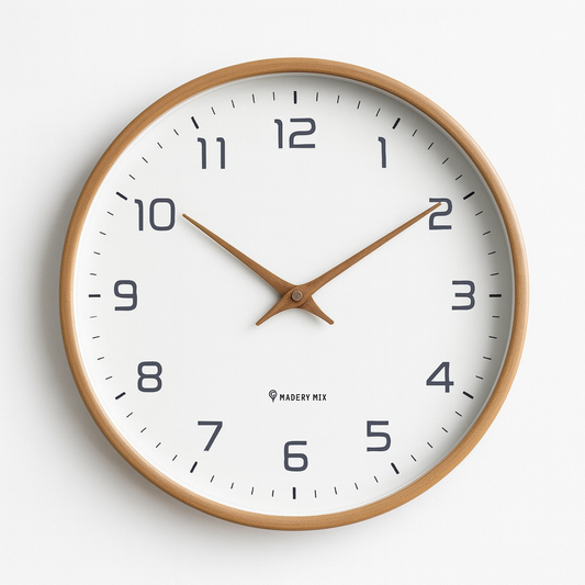 Scandinavian Wooden Wall Clock | Silent Quartz | 10–12 Inch | Minimalist Home Decor | Brick by Brick