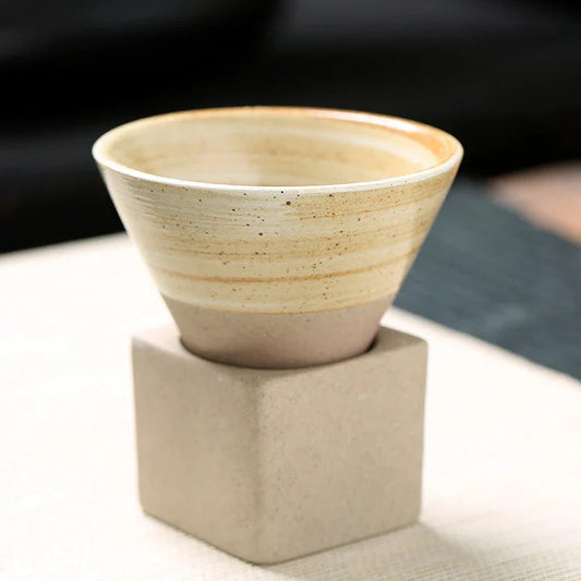 Espresso Cups – Vintage Ceramic – Capacity 100ml – Unique Cone Shape with Holder 0