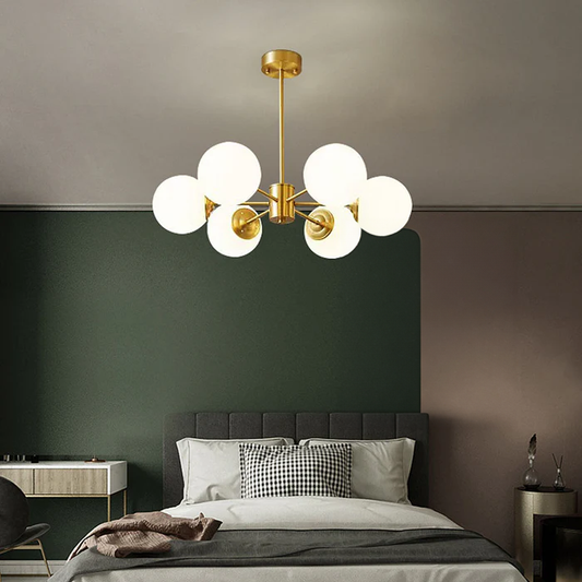 Gold Brass Chandelier Light | Elegant Designer Chandelier | Bedroom Lighting | Crystal Accents | Brick by Brick London 0