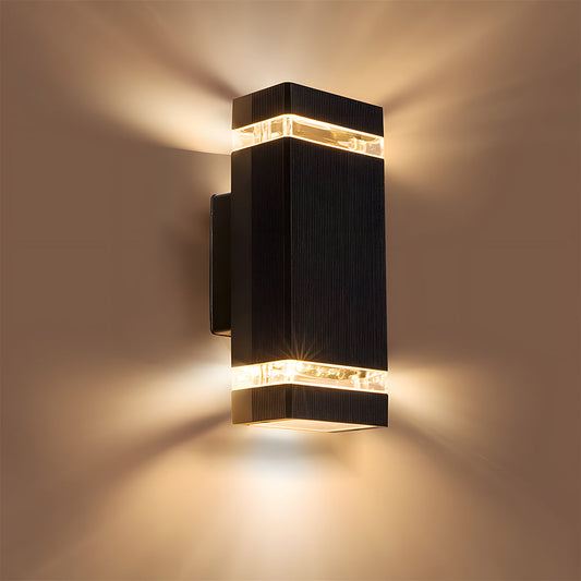 Modern Black Outdoor Wall Light | Up Down Exterior Wall Lantern | IP65 Aluminum & Acrylic | Brick by Brick London 0