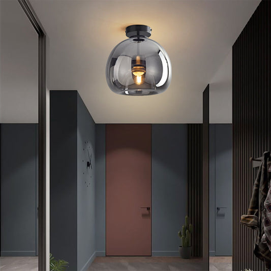 Modern Copper Glass Ceiling Light | Elegant Hallway Fixture | 9.8 Diameter | Brick by Brick London 0