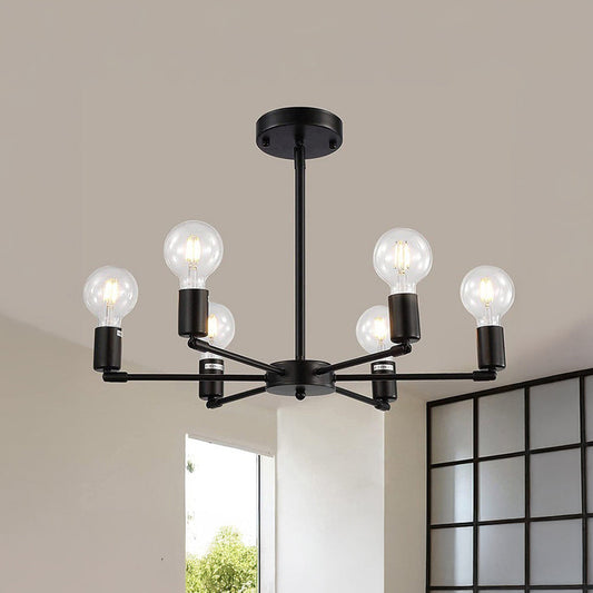 Modern Industrial 6-Light Pendant Lamp | Black Pendant Lighting for Dining Room | Durable Iron | Brick by Brick London 0