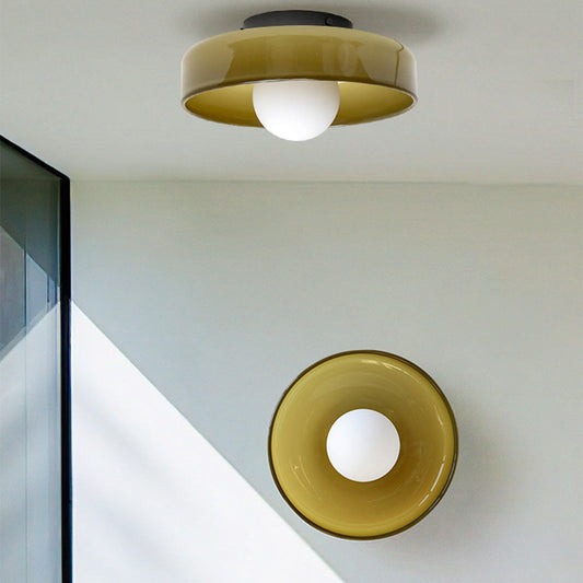 Modern Round Flush Mount Ceiling Light | Kitchen Illumination | Compact Glass Fixture | 9.84 | Brick by Brick London 0
