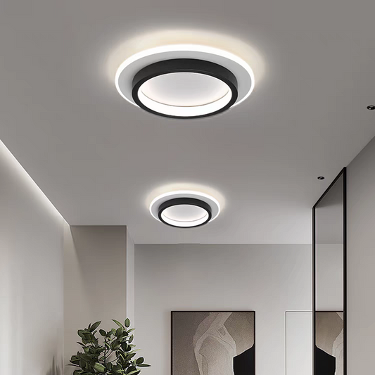 Modern Round Flush Mount Ceiling Light | LED Fixture for Hallway | 21/24CM Metal & Acrylic | Energy Efficient | Brick by Brick London 0