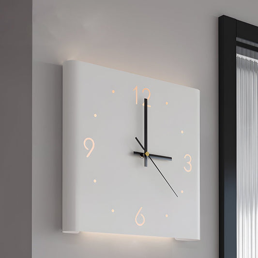 Modern Wall Clock – Metal Frame – Size: 10.6 x 10.6 inches – Silent Backlit LED for Corner Decor 0