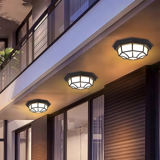 Rustic Outdoor Ceiling Light IP65 | Weather-Resistant Aluminium & Glass | Perfect for Patios | Brick by Brick London 2