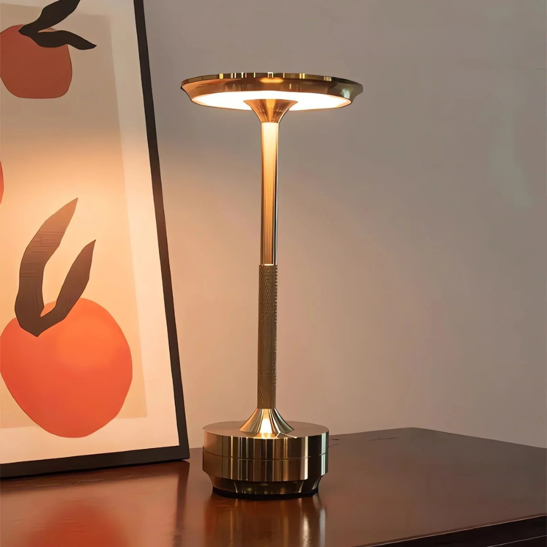 Stylish LED Table Lamp | Rechargeable Cordless Design | Touch Control & Waterproof | Brass Finish | Brick by Brick London 4